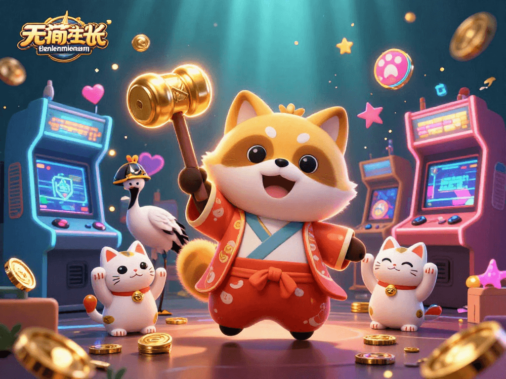 Experience the excitement of tienlenmiennam with charming characters and vibrant casino elements in this dynamic scene.