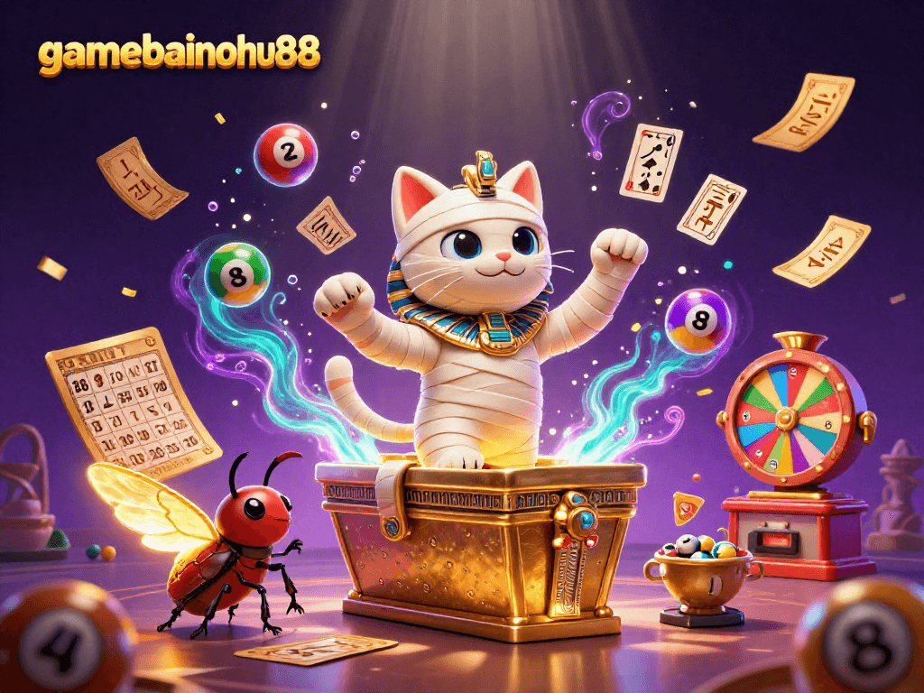 Experience thrilling adventures at gamebainohu88 with our vibrant 3D Egyptian-themed casino illustration.