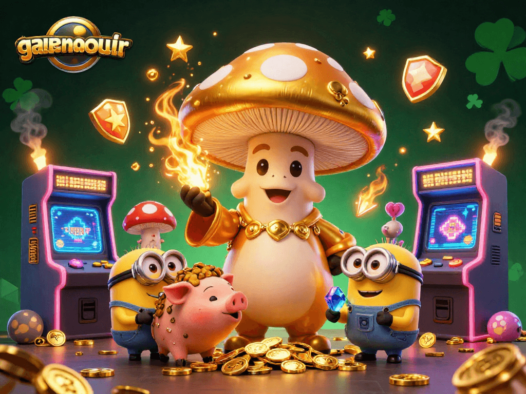 Experience gamenongtraivuive in an engaging casino-themed 3D illustration filled with magical elements.