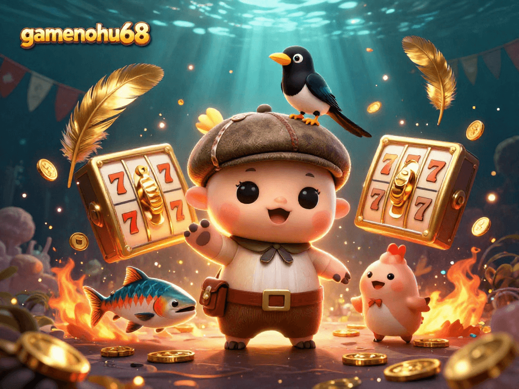 Engage with gamenohu68 by spinning slots with Nessie and friends in a vibrant gaming scene.