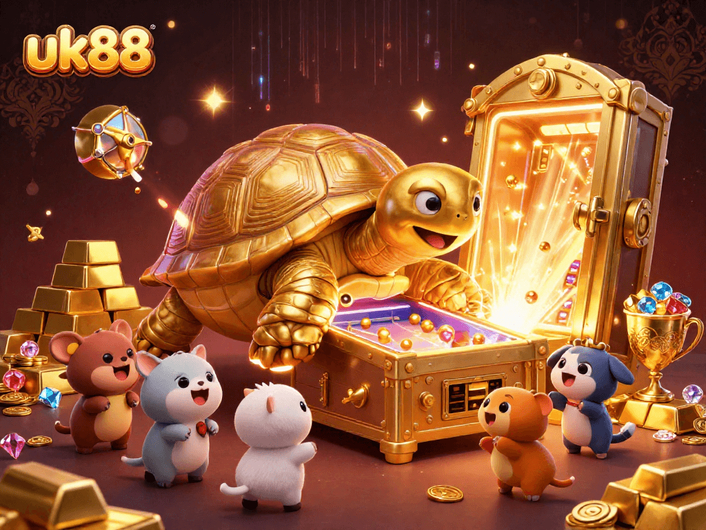 Experience the excitement of uk88 with golden treasures and vibrant casino animation.