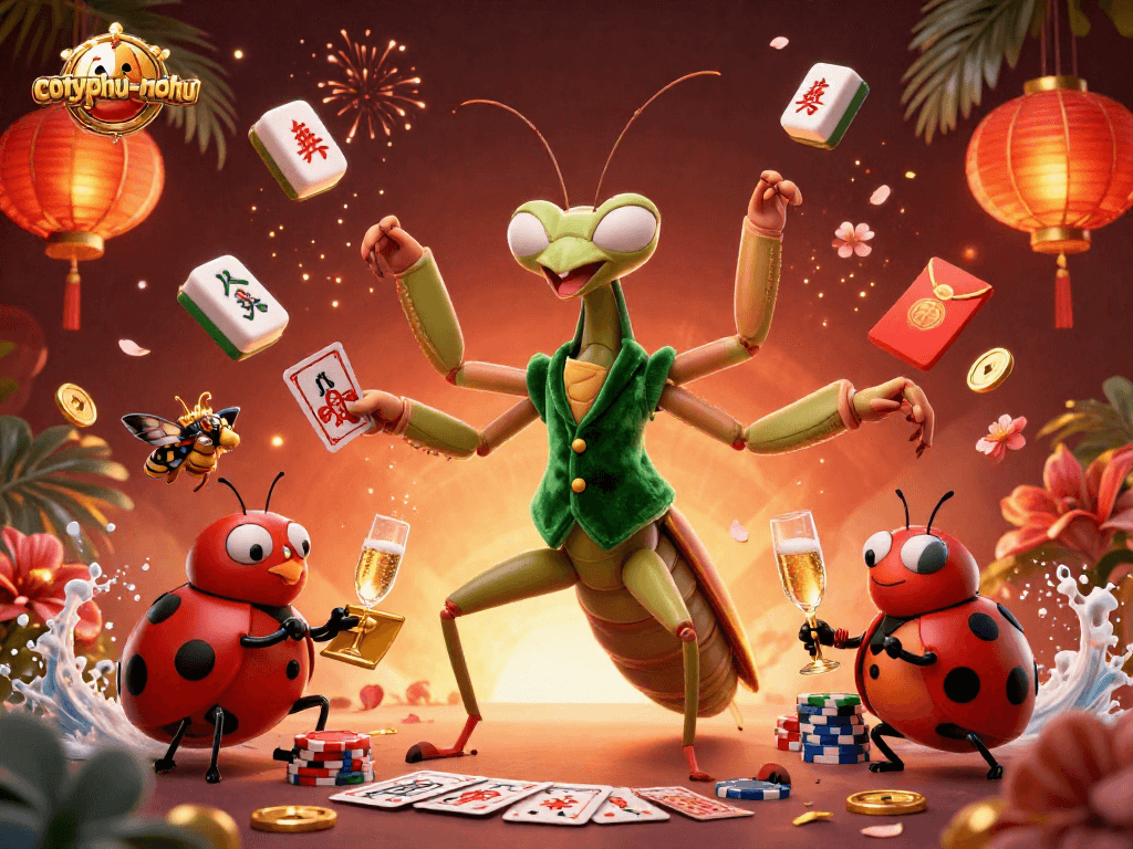 Experience the thrill of cotyphu-nohu with a vibrant 3D illustration of a casino scene filled with action.
