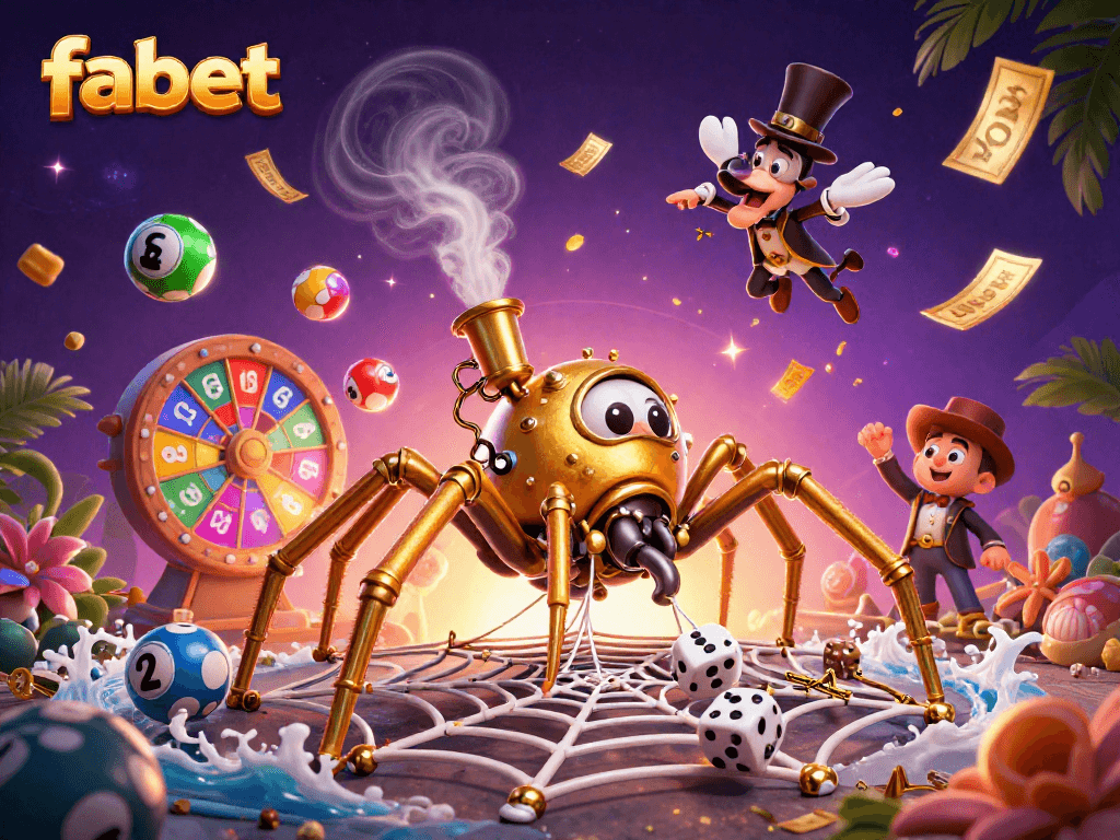 Engage with fabet’s vibrant 3D casino illustration showcasing dynamic lottery games.