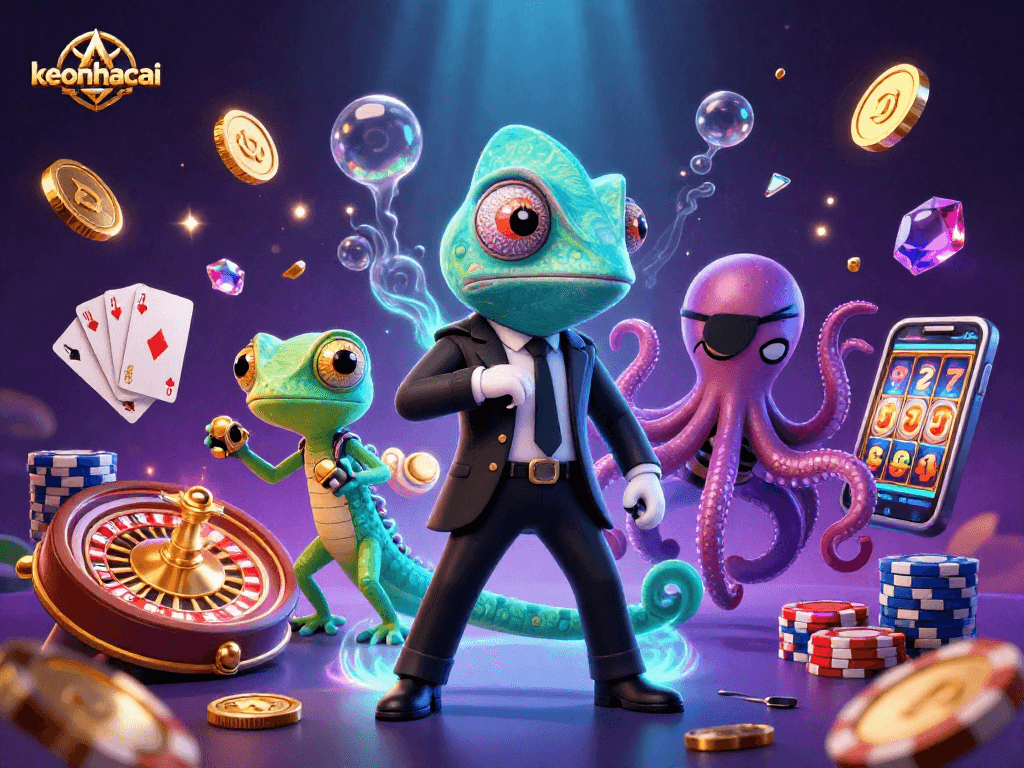 Experience winning strategies at keonhacai in this vibrant casino illustration.