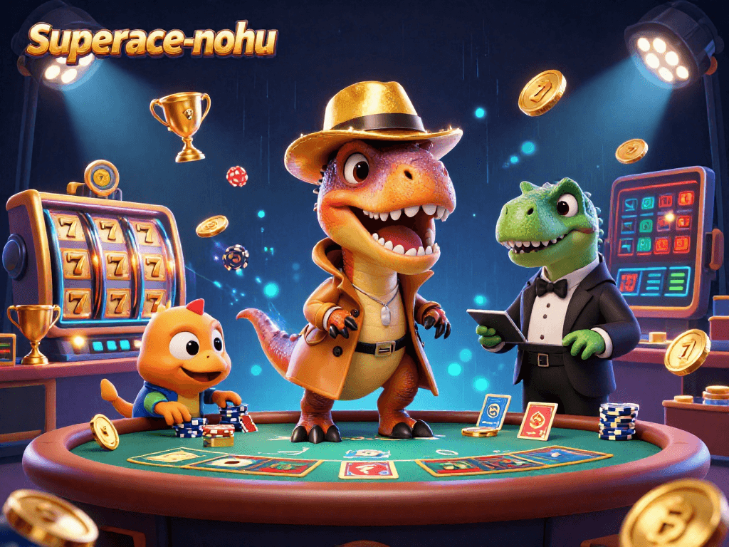 Experience thrilling gameplay in superace-nohu with dynamic characters at a vibrant casino scene.