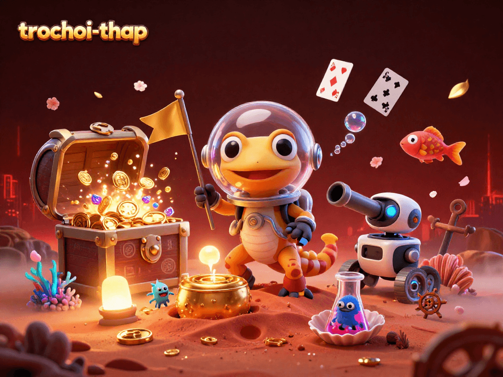 Engage with trochoi-thap as the Martian gecko navigates a vibrant casino full of treasures on Mars.