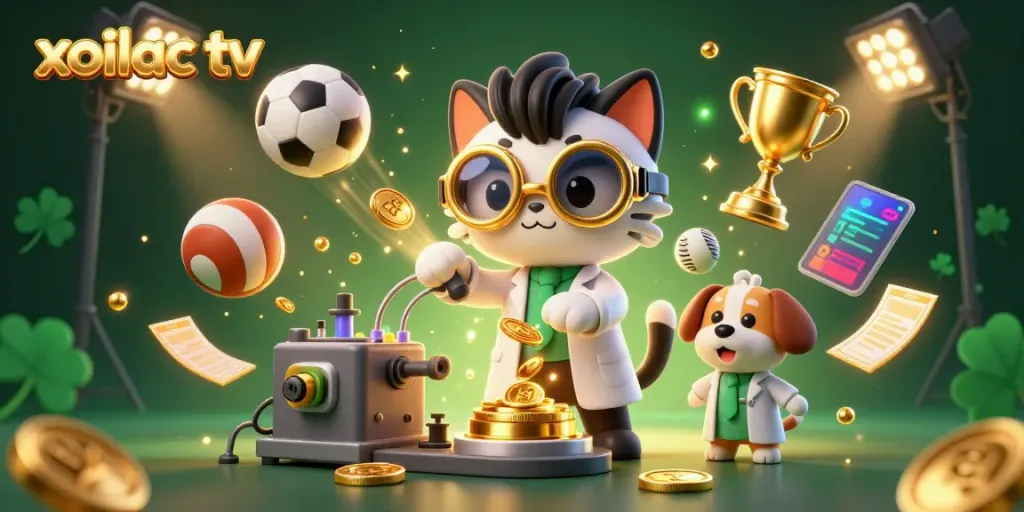 Engage with xoilac tv's dynamic sports betting scene filled with golden coins and exciting action.