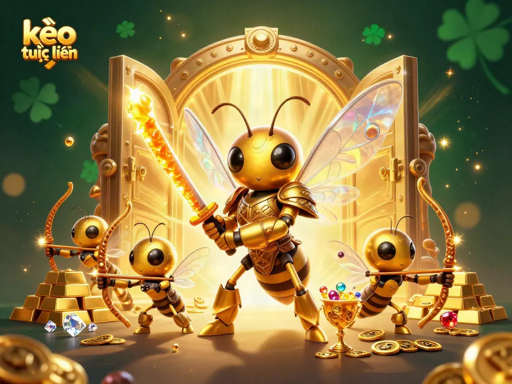 Engage with kèo trực tuyến through 3D warriors and treasures in an epic casino scene.