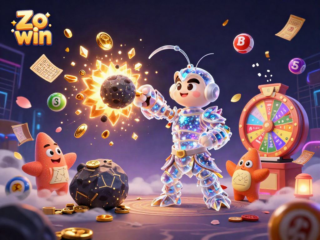Engage in thrilling gameplay at Zo win as the galactic samurai maneuvers through a starry explosion of gems and coins.