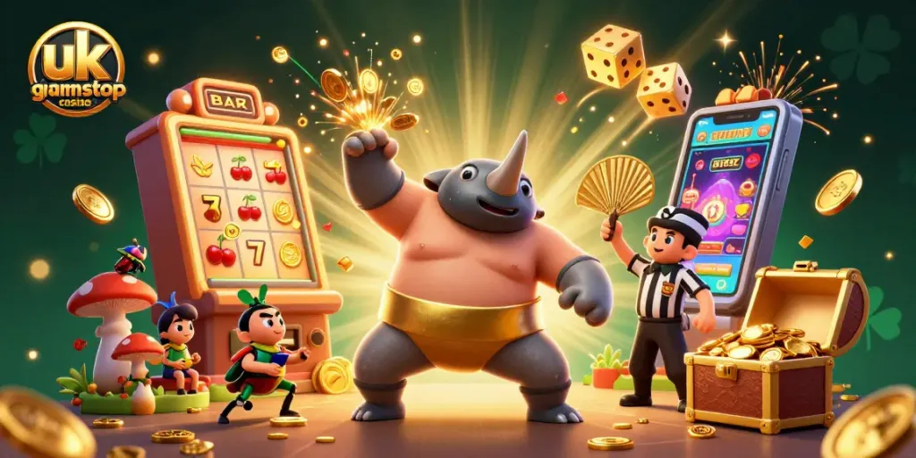 Experience fun at uk non gamstop casinos with dynamic 3D beetle champions amidst slot jackpots and casino games.