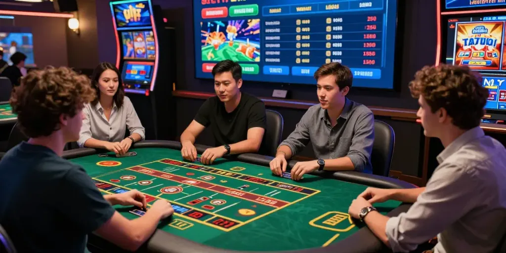 An immersive gaming experience at https://fb88mx.com/ showcasing diverse players enjoying vibrant online casino games.