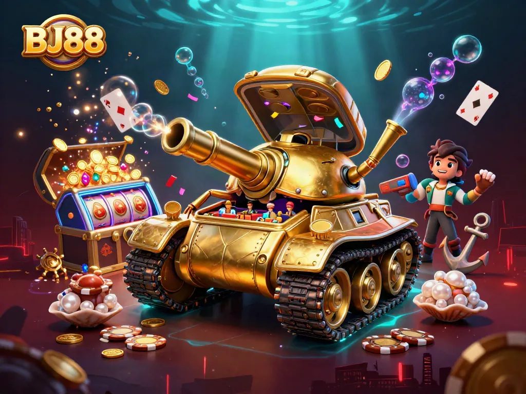 Engage with BJ88 in a vibrant casino world where golden beetles reveal thrilling mini-games.