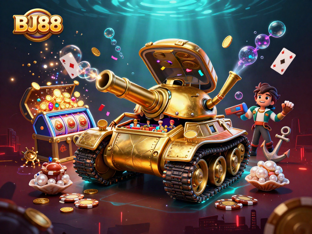 Engage with BJ88 in a vibrant casino world where golden beetles reveal thrilling mini-games.