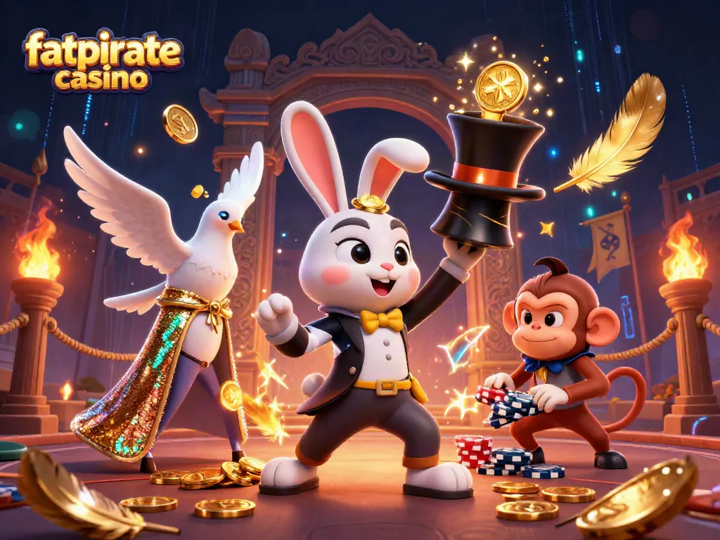 Experience the excitement of fatpirate casino with a dynamic 3D scene featuring magical characters