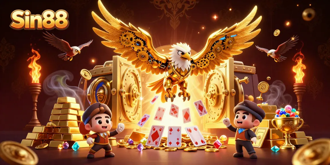 Experience thrilling wins with Sin88’s vibrant 3D casino scene filled with treasure and excitement.