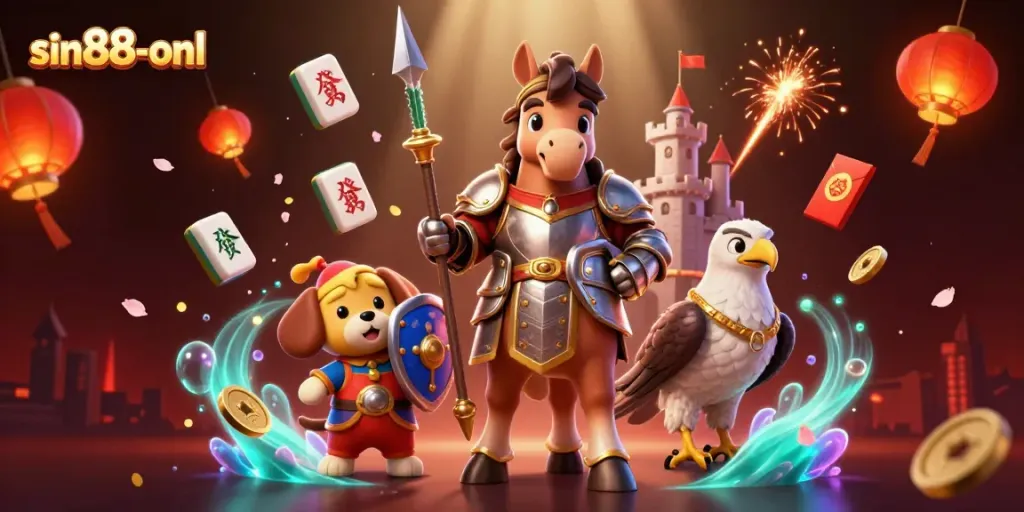 Experience the thrill of sin88-onl with a vivid 3D medieval-themed casino illustration.