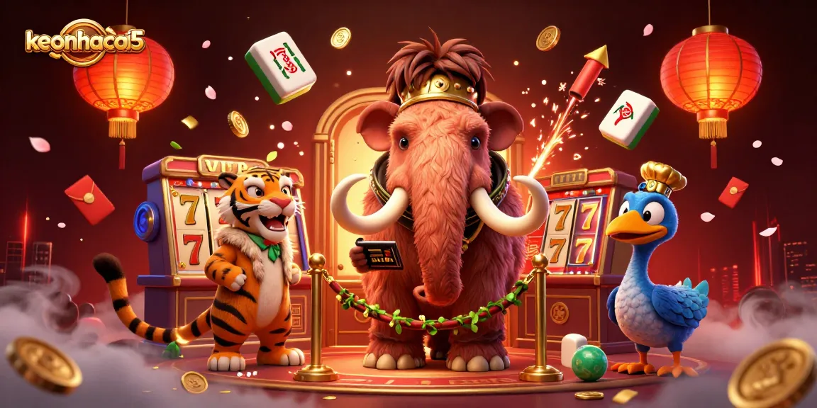 Engage with keonhacai5 as the bouncer checks IDs while surrounded by vibrant 3D casino elements.