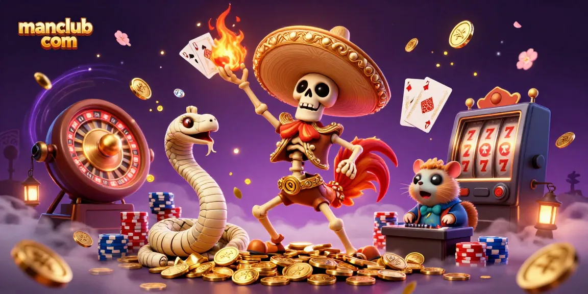 Experience thrilling fun at manclub com with lively gaming characters and dynamic casino elements.