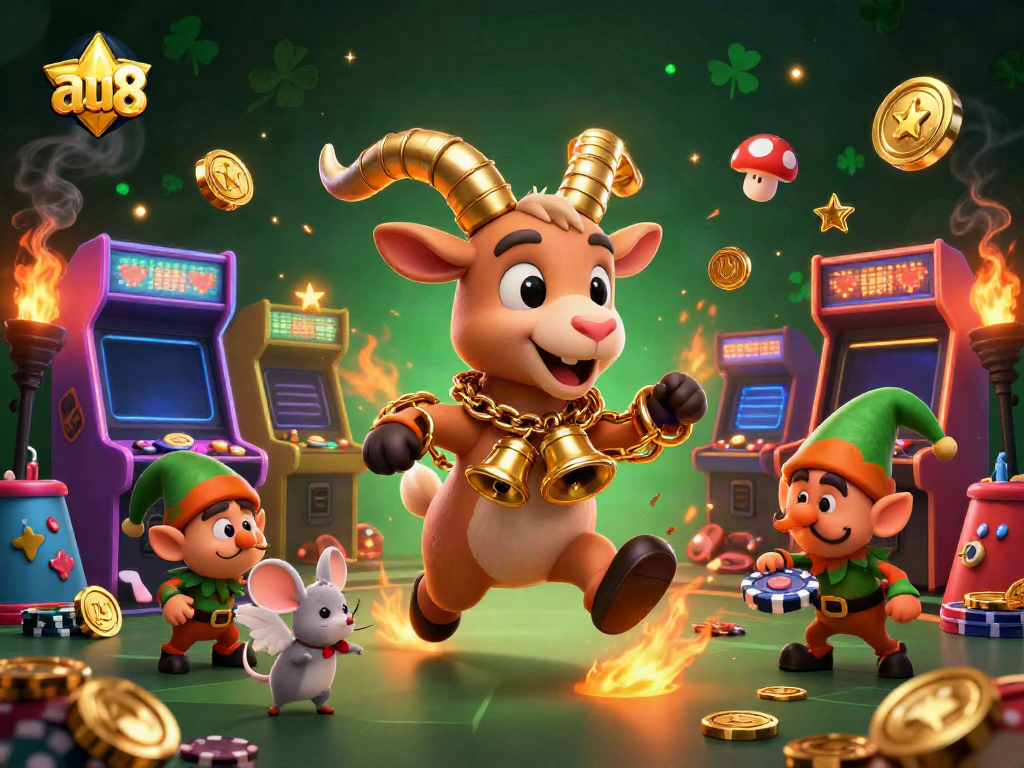 Engage in thrilling gameplay at au88's vibrant holiday casino with festive characters.