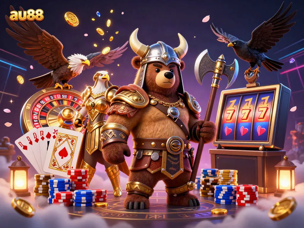 Experience the thrill of au88 with a vibrant 3D casino world showcasing epic characters and winning moments.