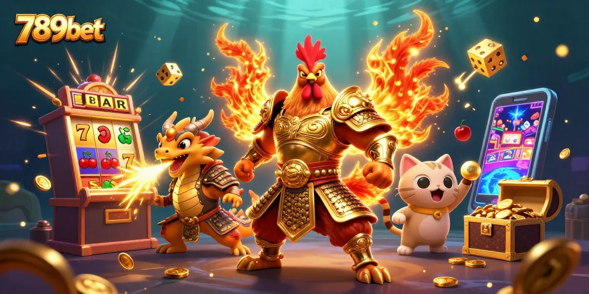 Engage in the thrill of gaming with 789bet, featuring a rooster warrior and dragon in an explosive jackpot scene.