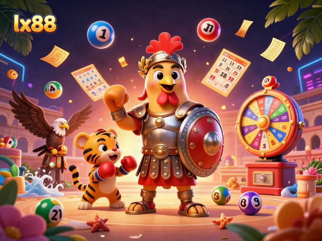 Experience great wins while playing lx88 with a lively casino scene of cartoon characters and dynamic game elements.