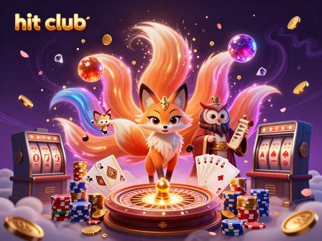 Experience the thrill with hit club's colorful gaming environment featuring vibrant characters and exciting casino elements.