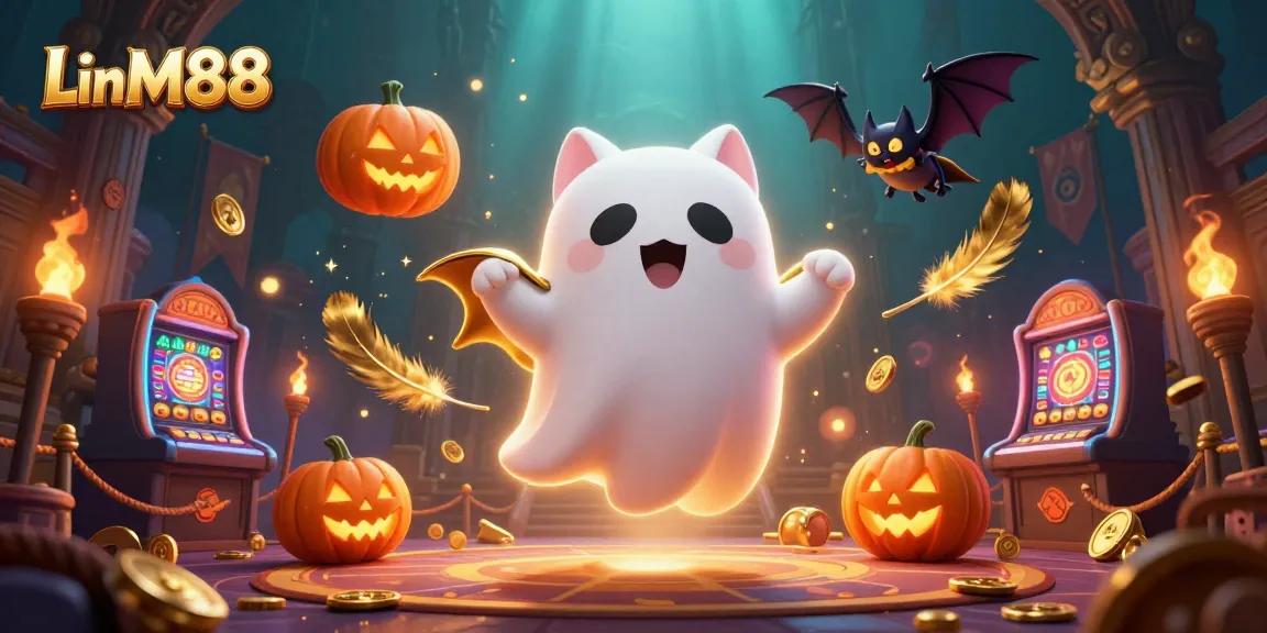 Experience thrilling gameplay with Link MM88, featuring a friendly ghost cat and vampire bat in a stunning casino.