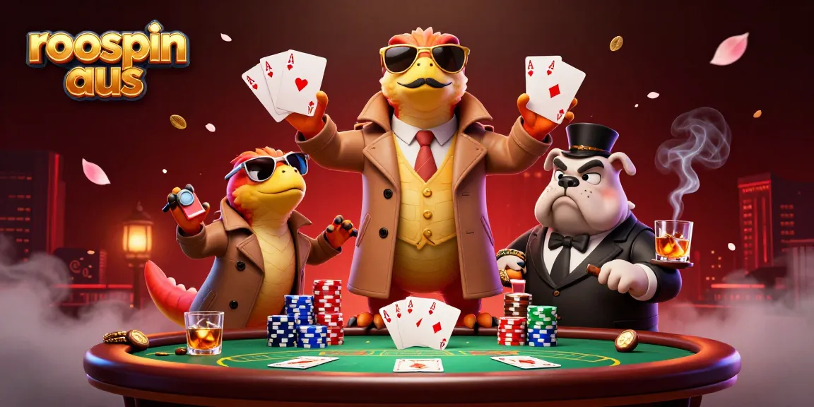 Three raptors in a trench coat attempt entry to a VIP casino, showcasing roospin aus excitement.
