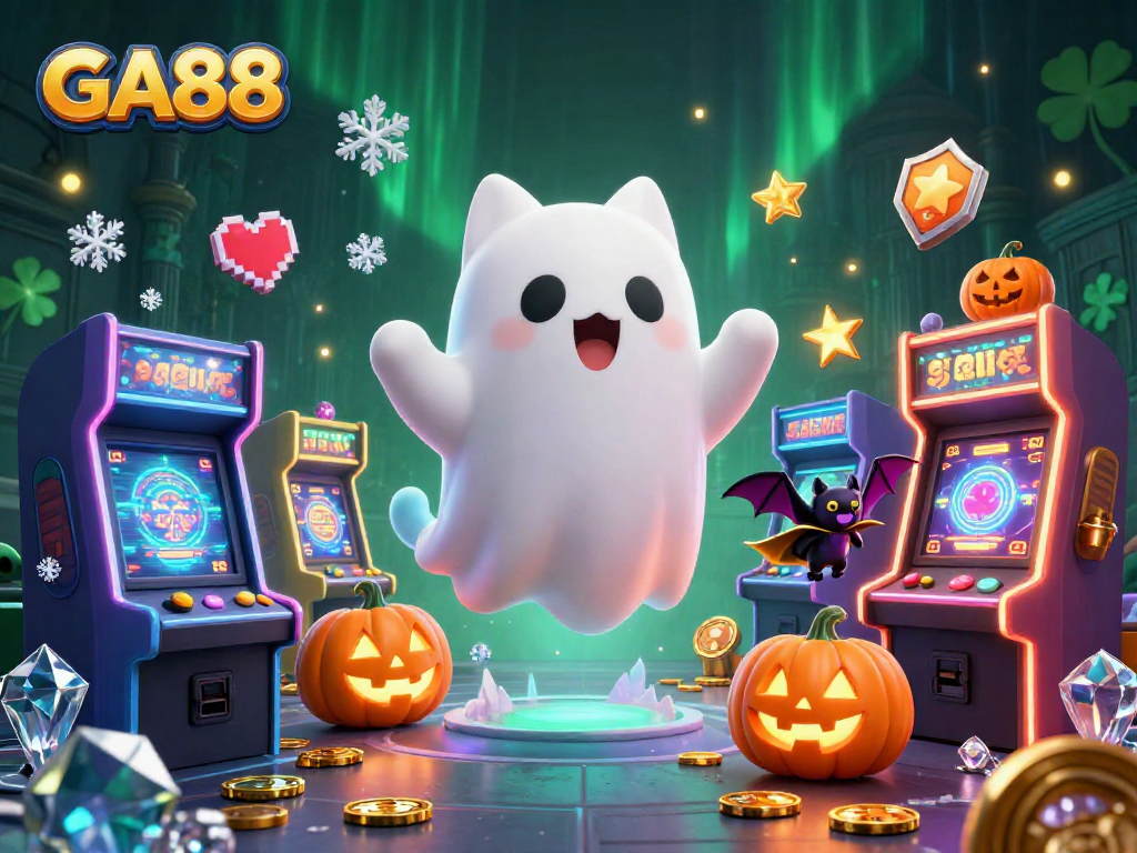 GA88 presents a vibrant ghostly casino adventure with playful characters and dynamic gaming elements