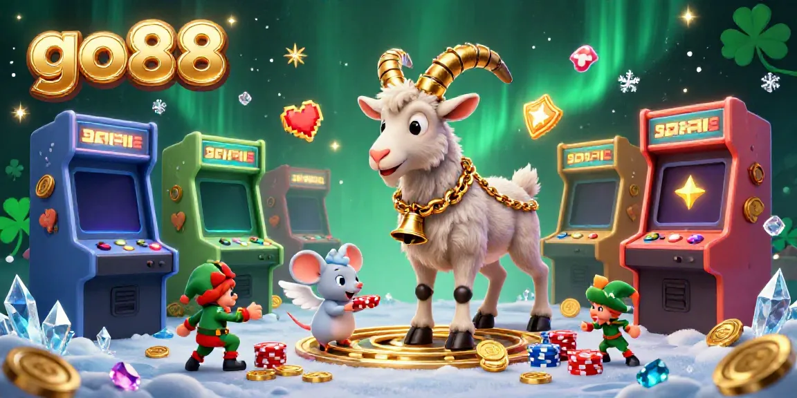 Engage with the exciting atmosphere of go88, featuring a festive Krampus managing a holiday-horror casino with playful elves stealing chips amidst glowing arcade machines.