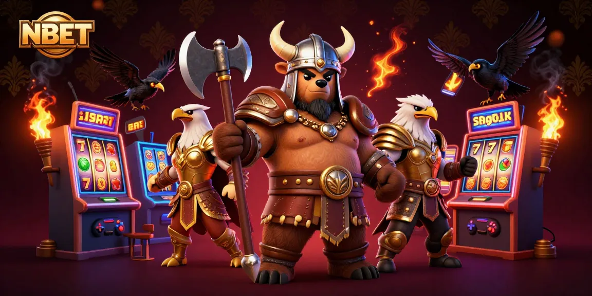 Engage in vibrant gaming excitement at NBET with a richly detailed 3D illustration of a Viking berserker bear and Valkyrie.