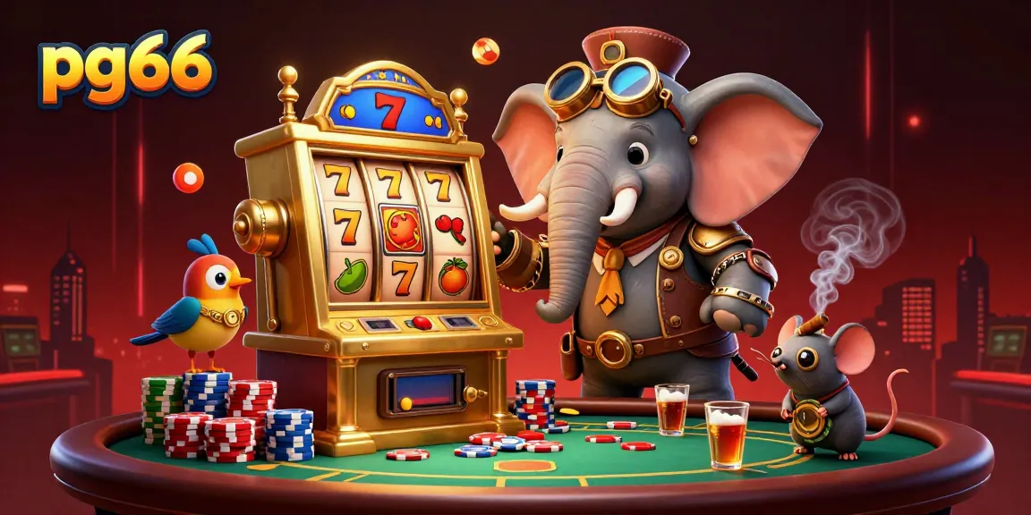 Experience thrilling gaming action at pg66 with a steampunk-themed slot machine scene.