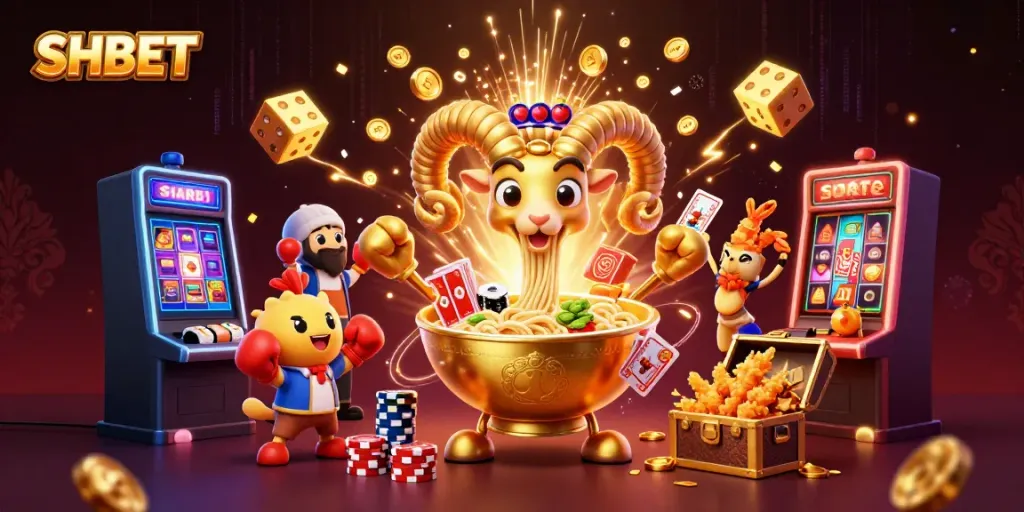 Engage with SHBET's thrilling casino experience featuring vibrant characters and game elements.