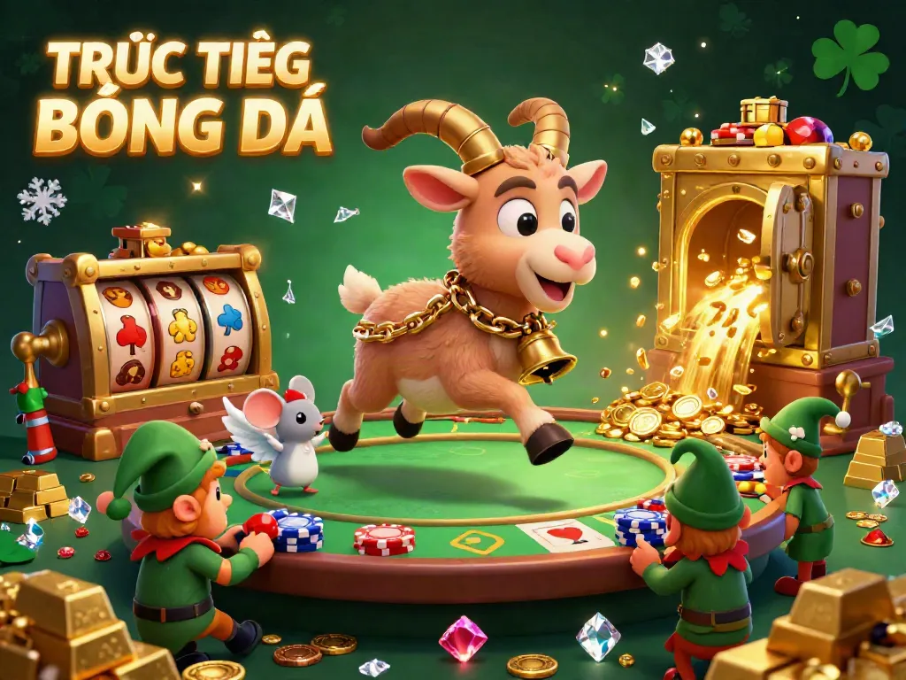 Experience thrilling TRỰC TIẾP BÓNG ĐÁ action with festive casino chaos featuring a Krampus goat and fun elements.