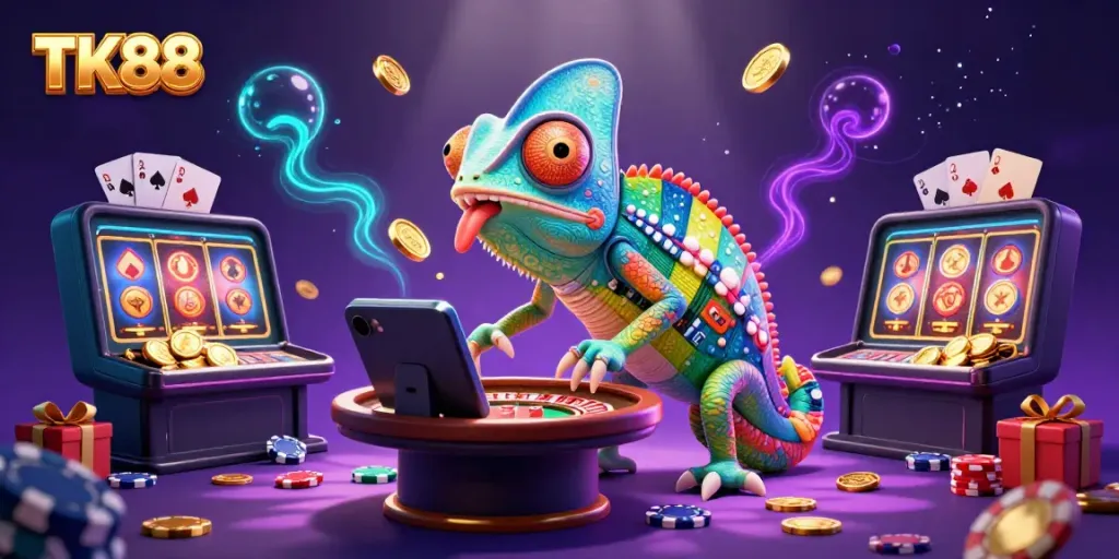 Engage in thrilling gameplay with the vibrant TK88 online casino showcasing a colorful slot experience.