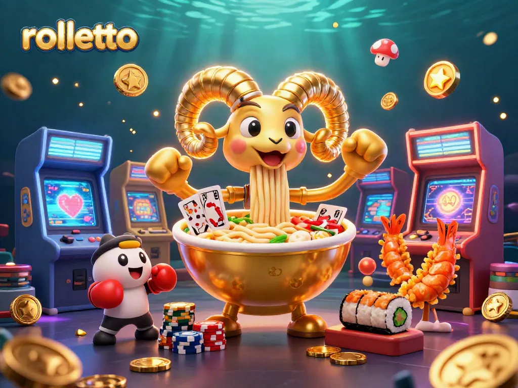 Engage with rolletto's vibrant casino world in a playful 3D cartoon scene.