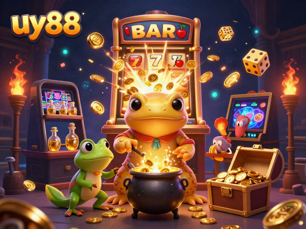 Play thrilling slots and win big at uy88 with immersive 3D cartoon characters and casino elements.