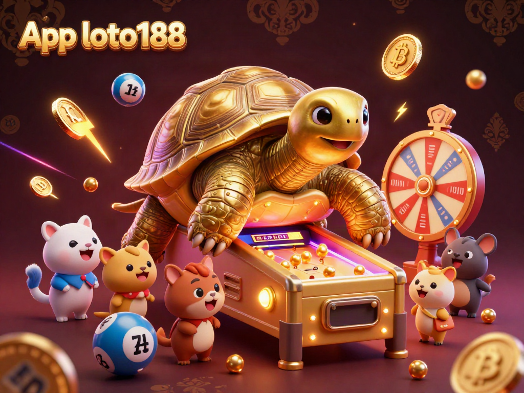 Engage with App loto188 in a vibrant lottery scene with dynamic characters and glowing elements.