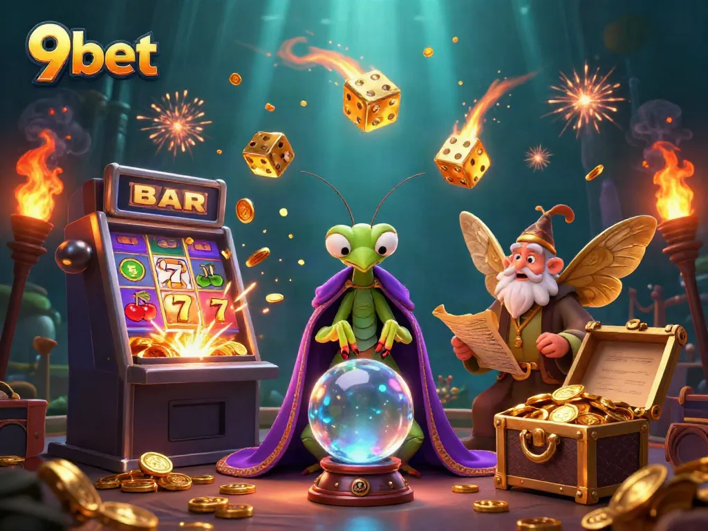 Experience the thrill of 9bet's vibrant gaming world with mesmerizing characters and dynamic casino elements.