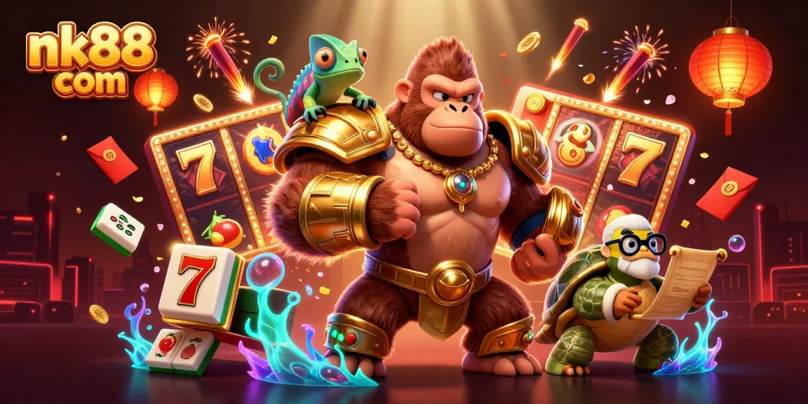 Experience thrilling gaming with nk88 com's vibrant jackpot symbols and dynamic characters.