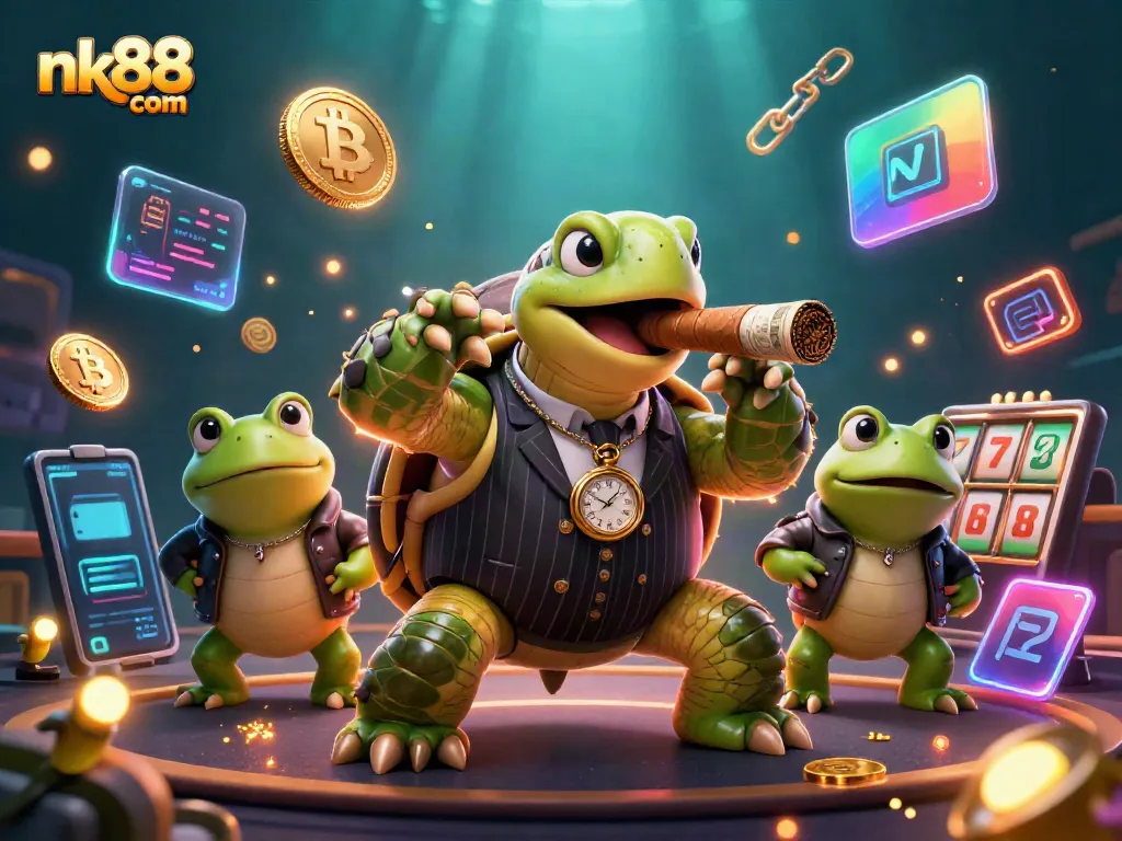 Engage with the thrilling world of nk88 com with vibrant 3D casino characters and crypto elements.