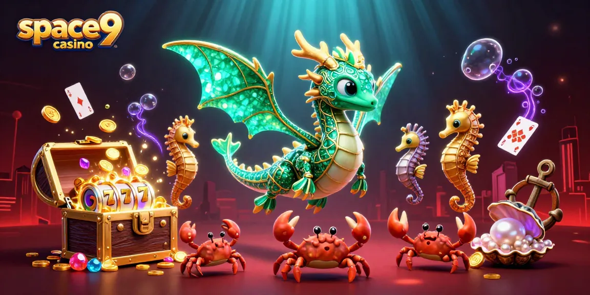 Engage in exciting gameplay at space9 casino with emerald sea dragons and lucky 7 slot elements.