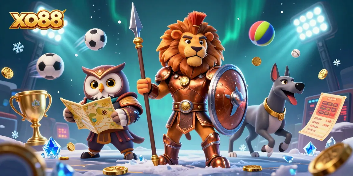 Experience thrilling action at xo88 with dynamic sports betting elements surrounding the characters.