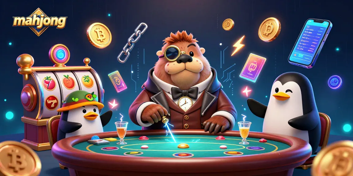 Play mahjong with exciting slot features in this vibrant, animated undersea casino scene.