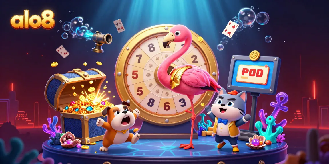 Experience the thrill of alo8 with colorful gems, golden coins, and an exciting game show atmosphere.