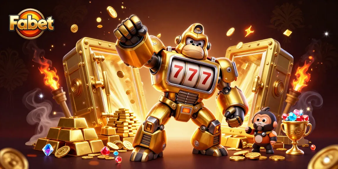 Experience Fabet's exciting wins with dynamic golden mech and sparkling casino treasures!