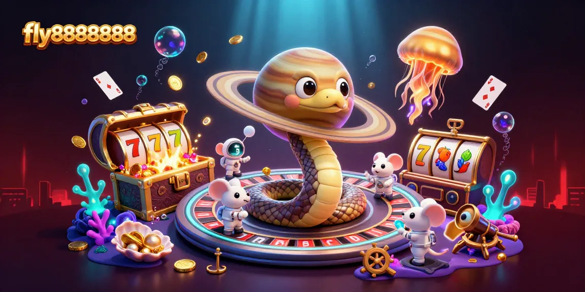 Engage with fly88888888 by placing bets on the cosmic roulette wheel in this vibrant casino adventure illustration.