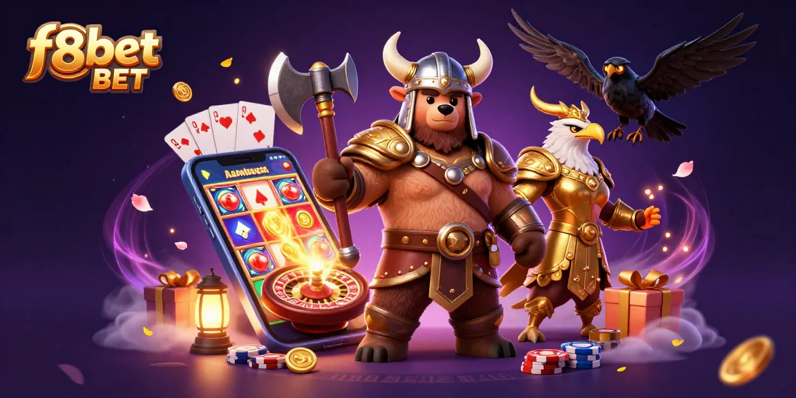 Experience exciting wins with f8bet BET in this vibrant 3D gaming scene full of slots and action.