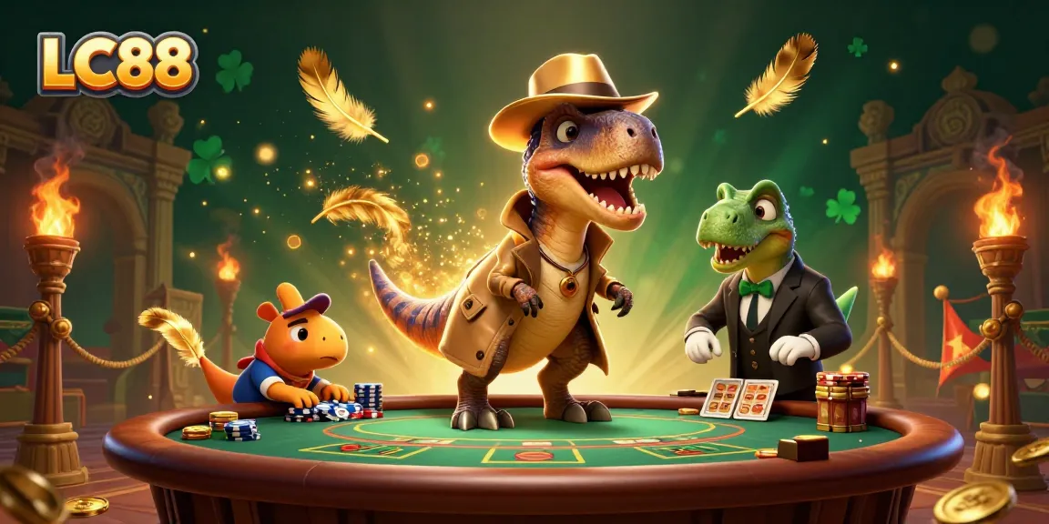 LC88 showcases a thrilling blackjack scene with a card counter velociraptor and pit boss